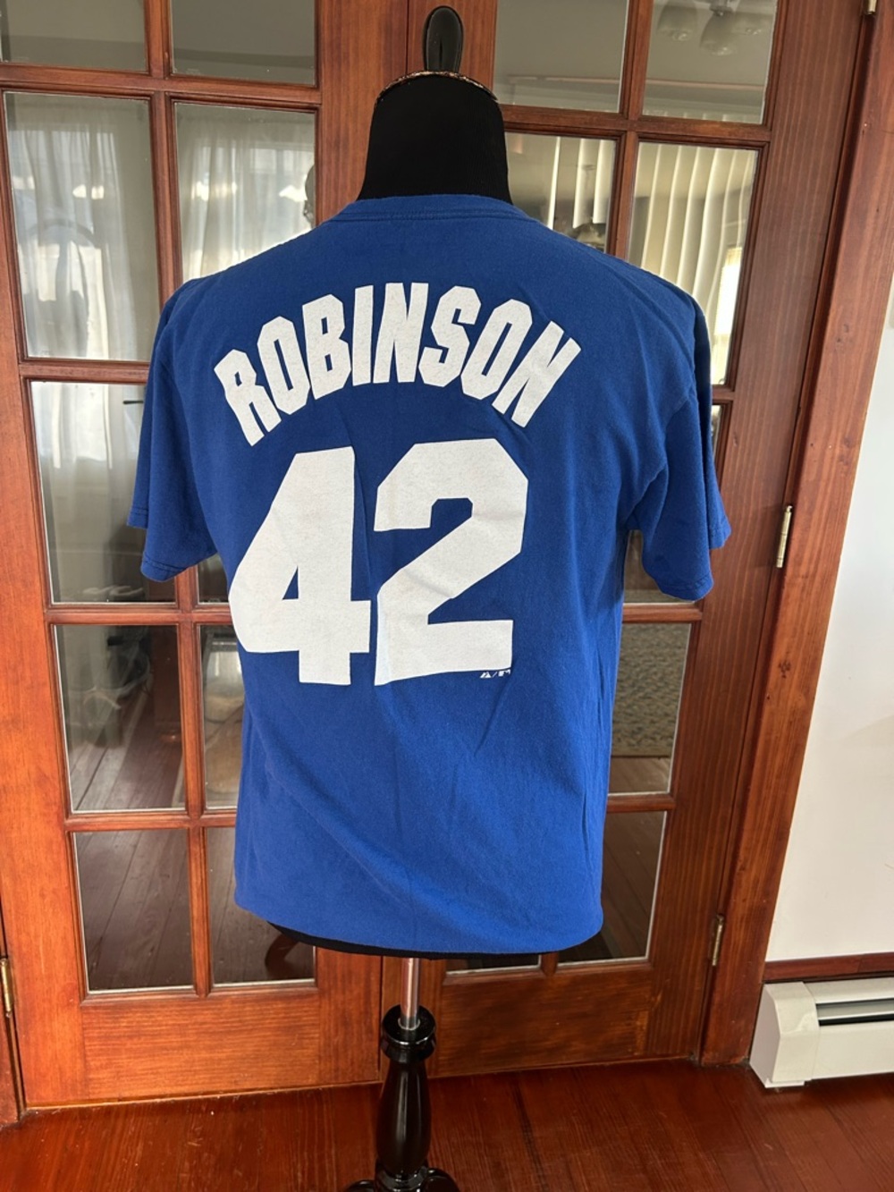 Majestic Brooklyn Dodgers Shirt Blue Casual MLB Jackie Robinson Mens Sz Large